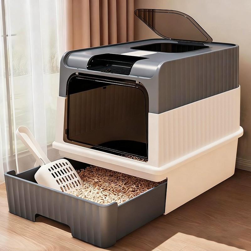 Cajón de arena para gatos super grande totalmente cerrado anti-spillado ultravioleta inodoro para gatos artículos para mascotas de plástico arena para gatos