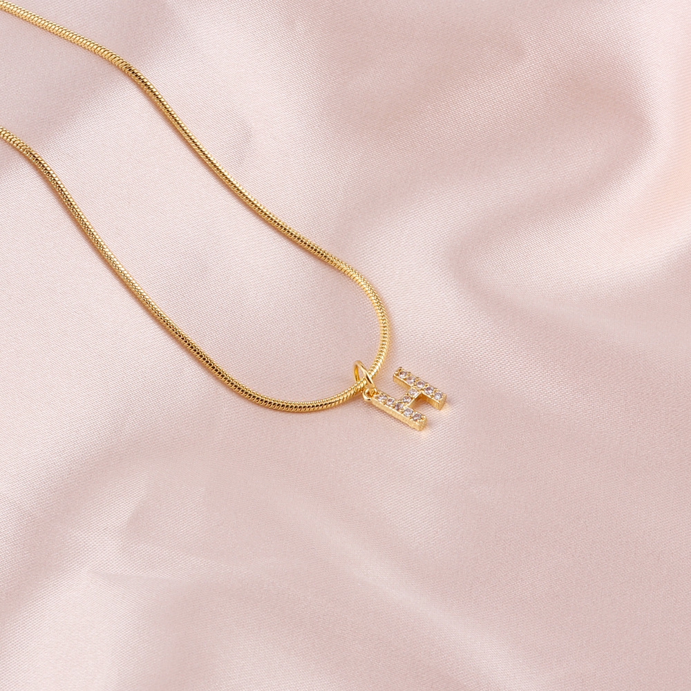 Fashion Letter Titanium Steel Plating Zircon Pendant Necklace 1 Piece