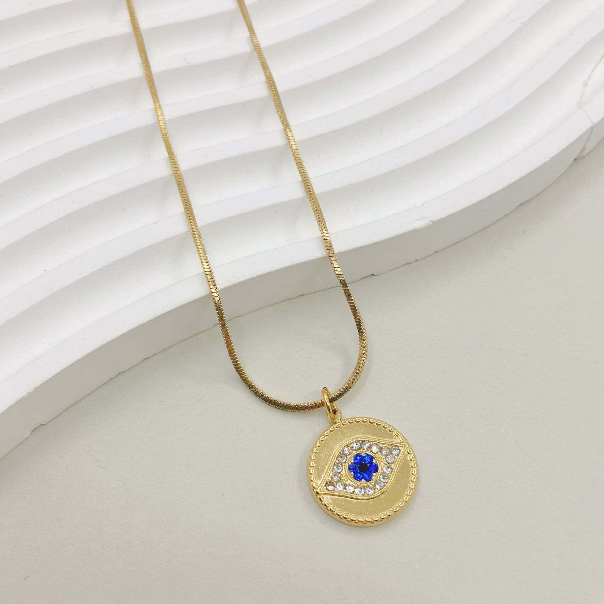 Fashion Devilu0027S Eye Stainless Steel Titanium Steel Inlay Zircon Pendant Necklace 1 Piece