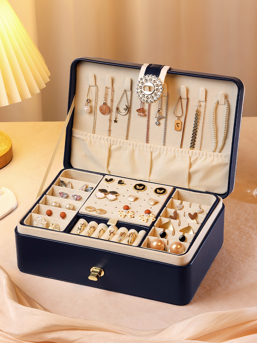 首饰盒精致便携耳钉耳环手镯戒指珠宝项链发簪饰品多层收纳盒