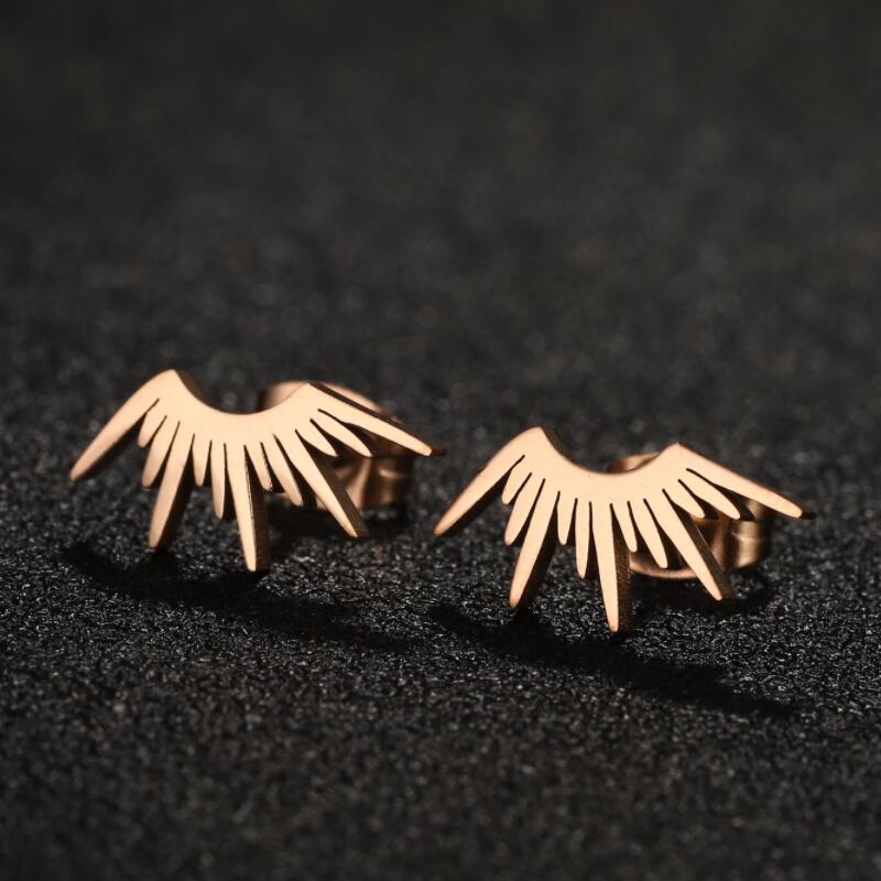 6g Weight PVD Coated Gold Plating Process 316 Stainless Steel Ear Needle Material PVD Coated 18K Gold Real Gold Plated Sector 304 Stainless Steel Simple Style Waterproof Non Tarnish Ear Studs