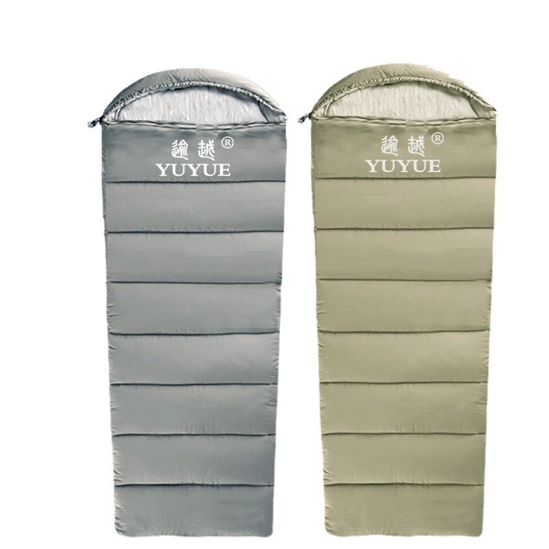 日韩专供定型棉信封带帽棉可水洗可拼接双人露营便携柔暖梯形睡袋