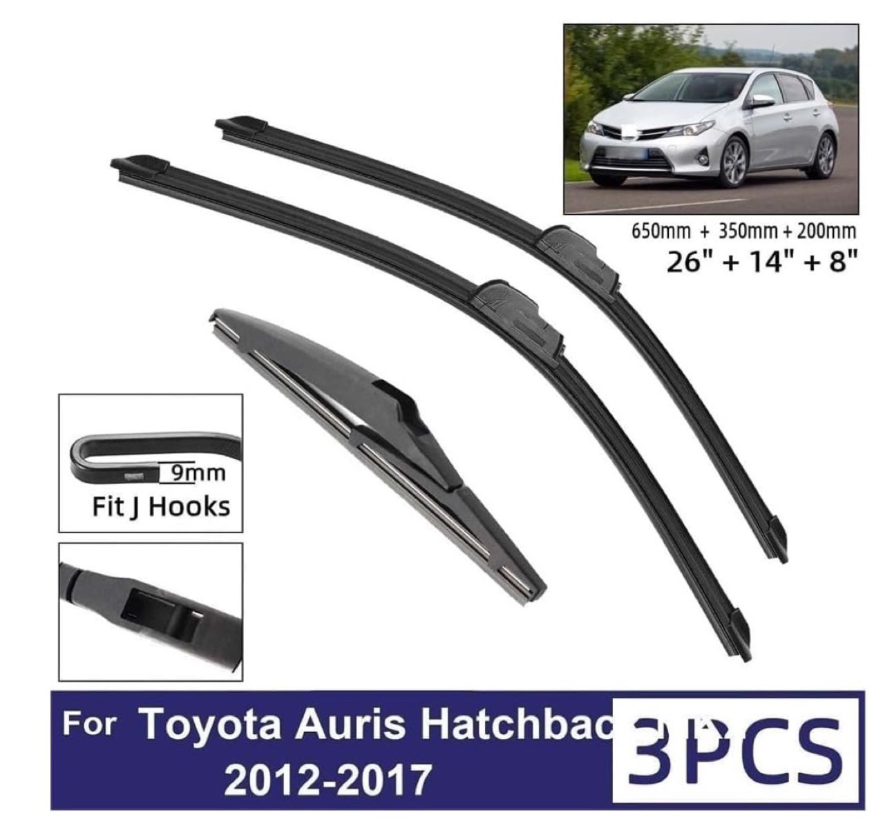 Suitable for Toyota Auris Hatchback MK2 2012-2017 26+14+8 wipers