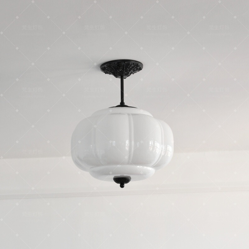 Cross-Border Export of French-Style Vintage Murano Pumpkin Pendant Lights for Entryways, Corridors, and Guesthouse Decorative Lighting