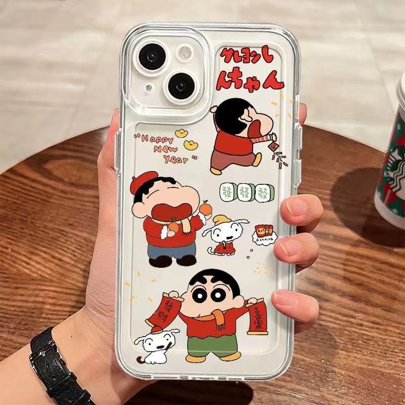 Lindo nuevo y aplicable iphone16promax funda para teléfono móvil transparente Apple 15 anti-caída 14pro Japón y Corea 13/12