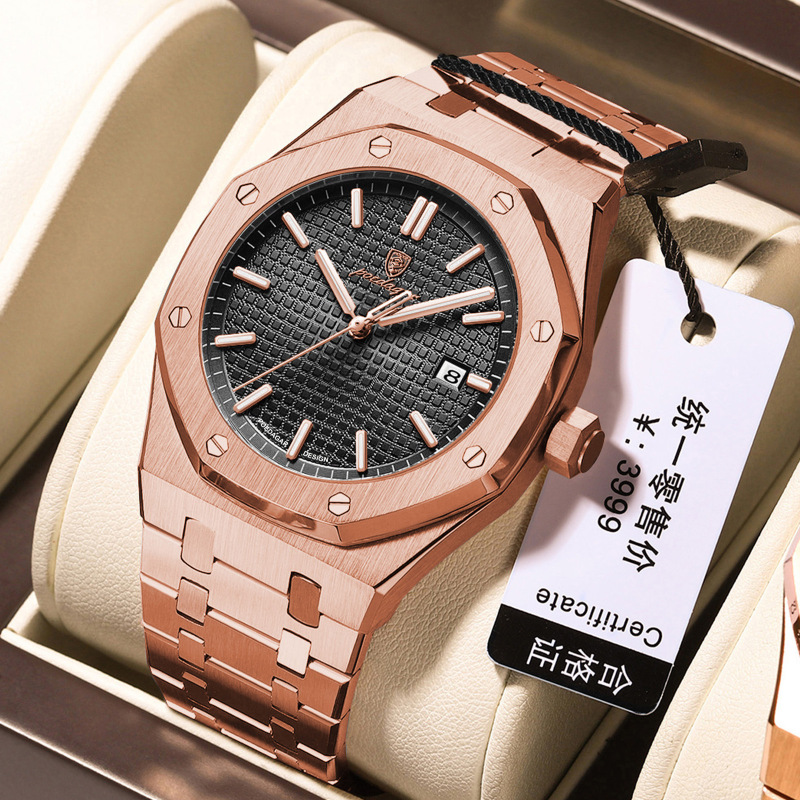 Poedagar Brand Large Dial Men's Watch Waterproof Business Luminous Quartz Watch Live Broadcast Foreign Trade Hot-Selling Watch