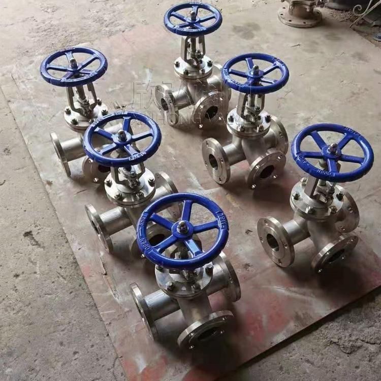 J43H三通截止阀 电动法兰三通针型阀锻造 低温 高温 高压 欣弘阀