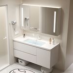 新款陶瓷一体盆浴室柜组合卫生间现代简约洗脸盆柜洗手盆卫浴套装