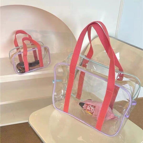 Summer creamy capacious waterproof beach one-shoulder bag PVC for…