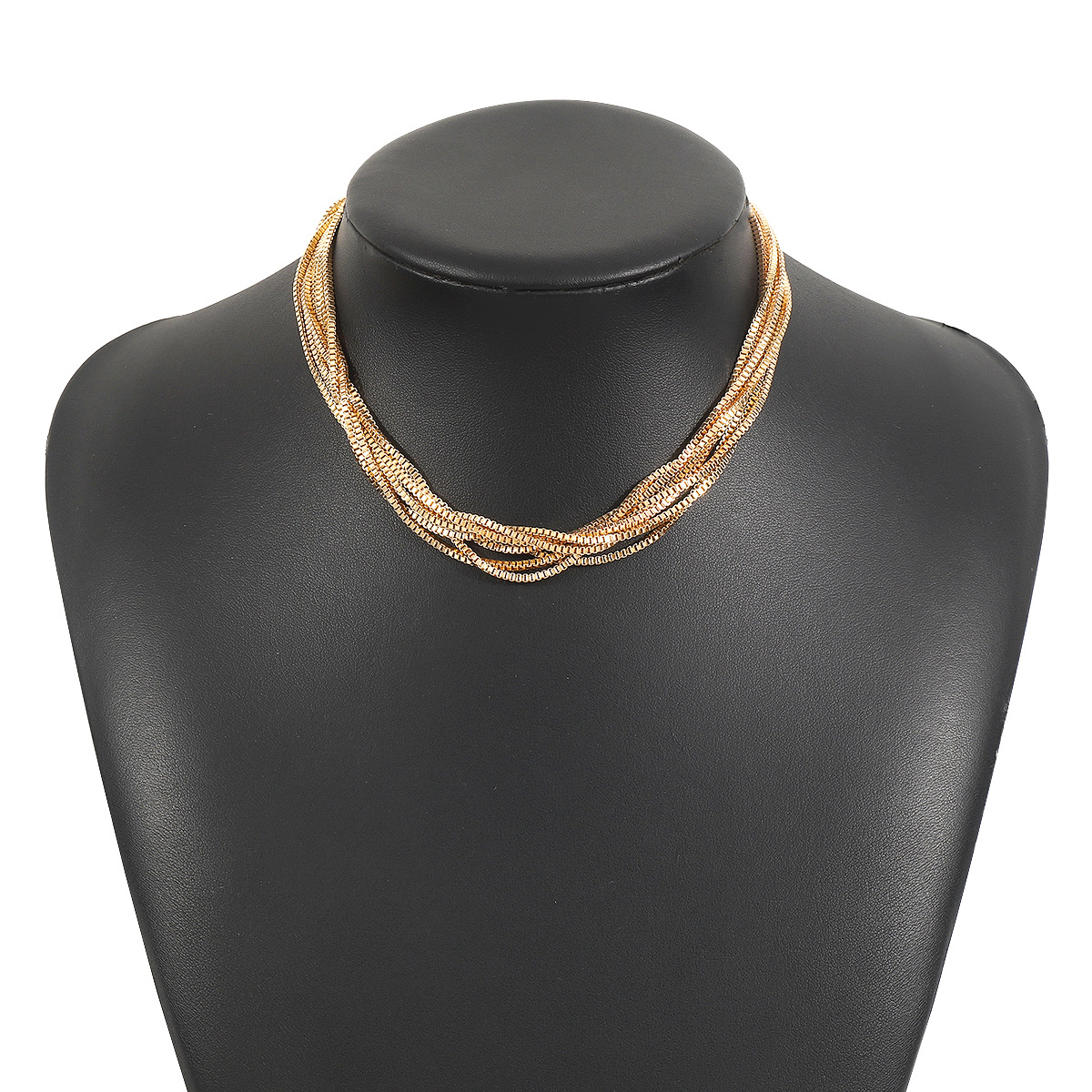 Women's Gender Vintage Style Classic Style Solid Color Iron Box Chain Layered Necklaces Wholesale
