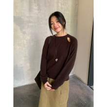 THE MIND浣熊绒圆领套头毛衣女2025十三行冬装新款针织衫T5538Q