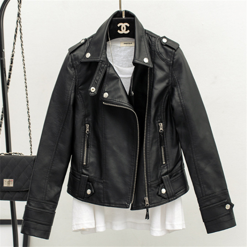 2026 Spring and Autumn Style Turn-Down Collar Slim Fit Commuter Style Faux Leather Women's Short Jacket with Raglan Sleeves and Long Sleeves