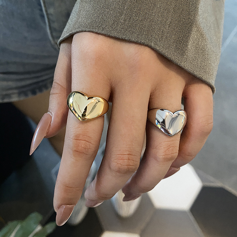 1 Piece Quantity Holiday Occasion Lady Streetwear Heart Shape Alloy Women's Rings