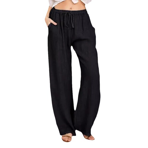 2024 Cross-border European and American Amazon eBay AliExpress Wish Foreign Trade Casual Cotton-Linen Women's Loose Yoga Pants