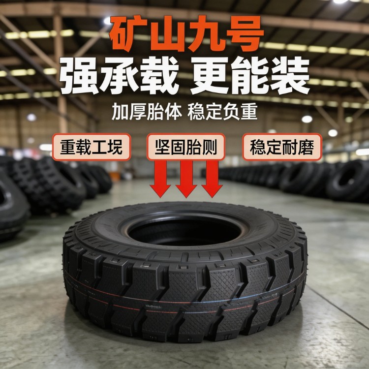 1200R20 Mine No.9 Explosion-Proof Tire for Iron Knight Hundred-Ton King Dump Truck and Dumper Truck, All-Steel Thickened Heavy-Duty Tire