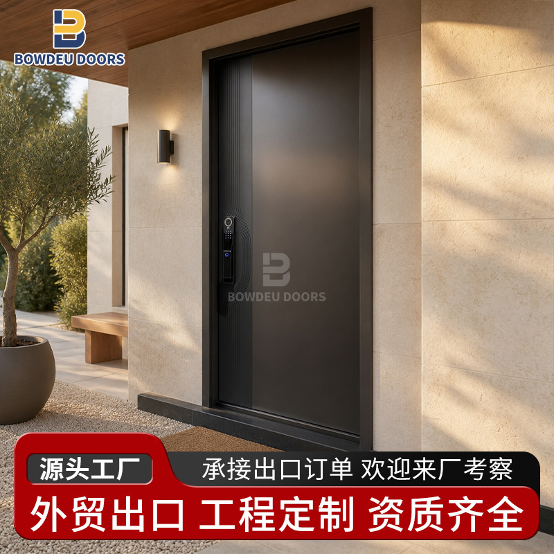 Modern villa smart entrance door, custom-made gray-black security door, CE/ISO certified, residential main gate Modern villa smart entrance door, custom-made gray-black security door, CE/ISO certified, residential main gate
