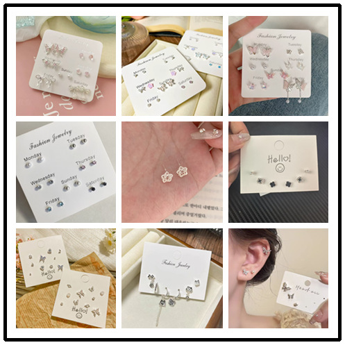 跨境热卖一周耳钉套装韩版韩式合金动物爱心简约时尚女式耳钉