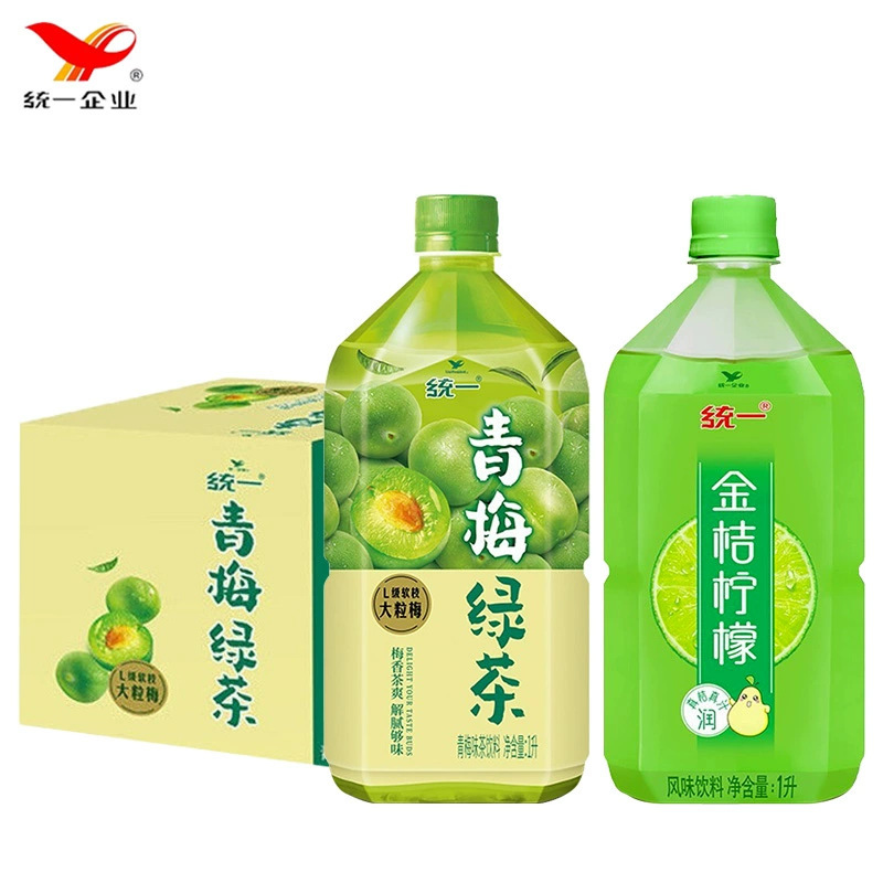 统一果漾金桔柠檬青梅绿茶蜜桃多冰红茶果味茶饮料饮品1升大瓶装-阿里巴巴
