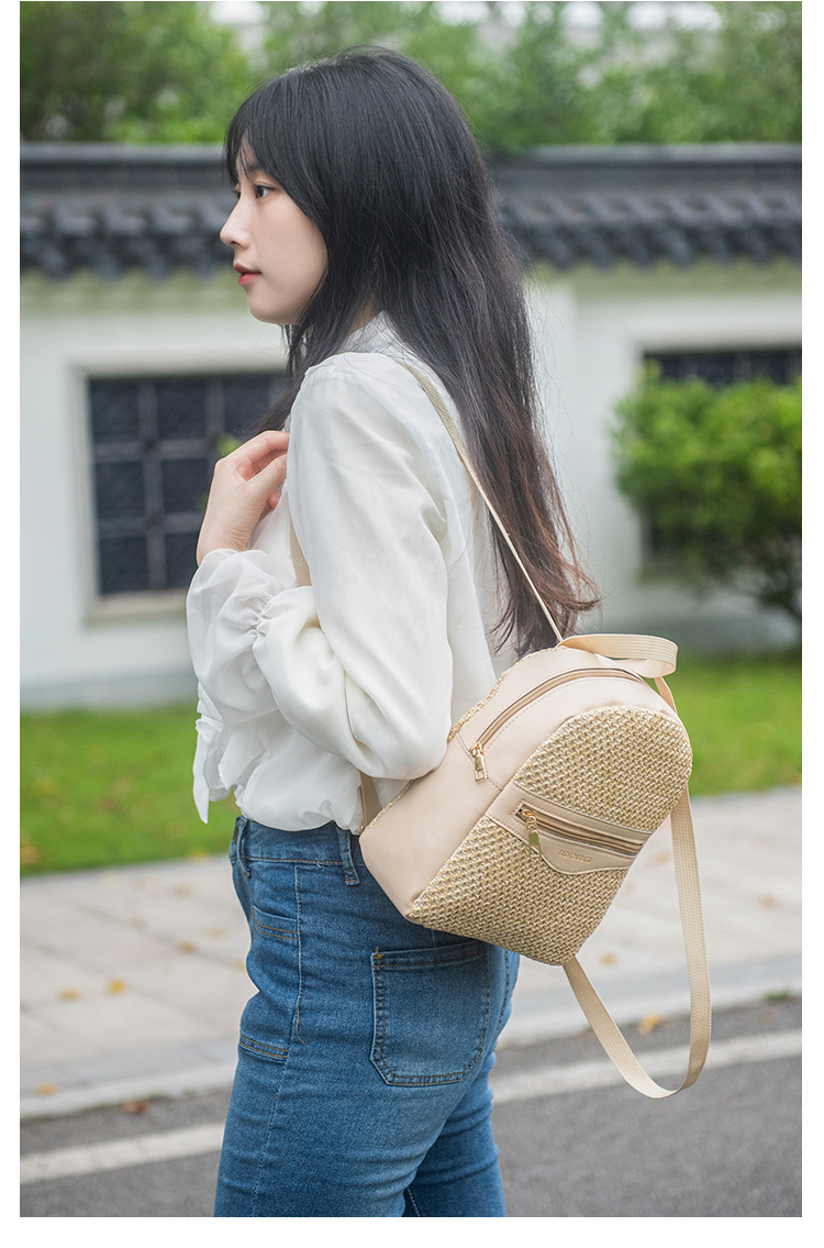 Fashion Backpack Bags Type Daily, Shopping Occasion Straw Material Solid Color Daily Shopping Women's Backpack