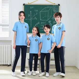夏季校服套装中学生运动服短袖t恤上衣初中生高中毕业照班服夏装