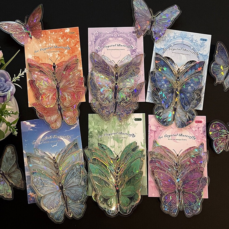 Laser Foil Butterfly Wall Stickers 3D Pet Retro Decoration DIY Stickers Bedroom Creative Sticker Materials Laser Foil Butterfly Wall Stickers 3D Pet Retro Decoration DIY Stickers Bedroom Creative Sticker Materials