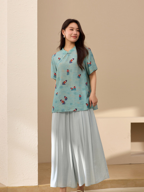 【新中式优雅知性温柔气质套装】纤莉秀大码女装胖mm2025夏装新款|undefined