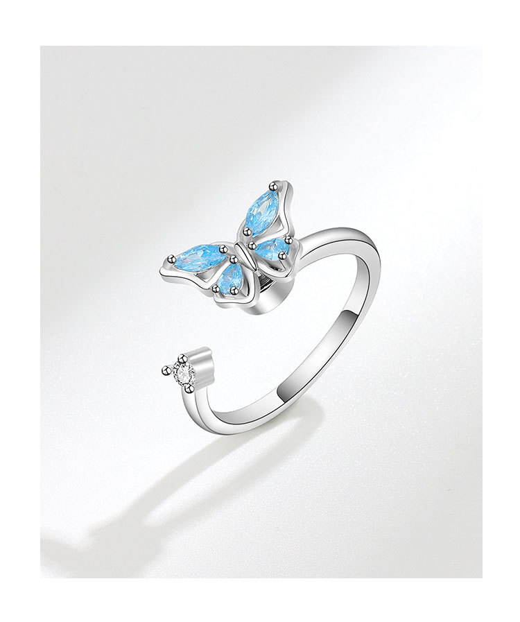 Elegant Simple Style Butterfly Copper Plating Zircon Anxiety Ring 1 Piece display picture 9
