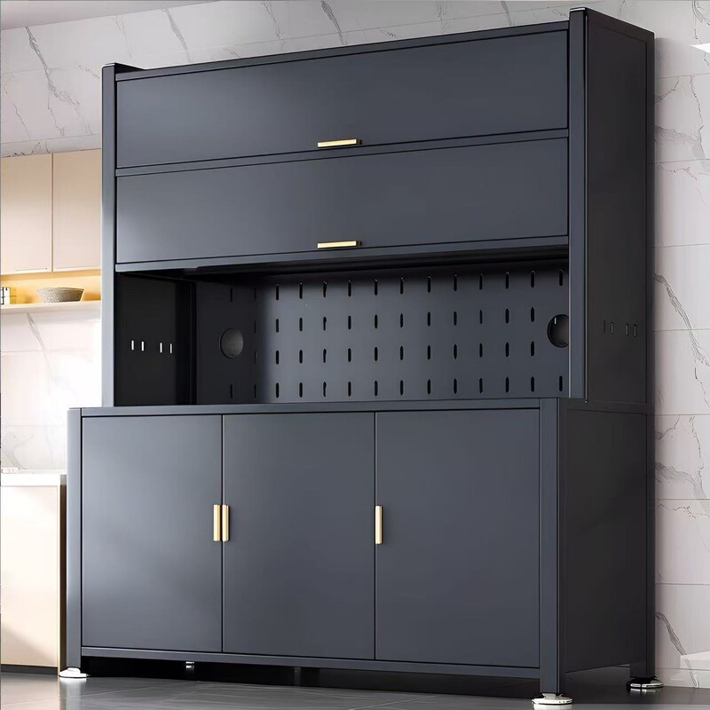 Steel dustproof kitchen sideboard, suitable for home use, balcony, large capacity, with doors, multifunctional microwave storage cabinet Steel dustproof kitchen sideboard, suitable for home use, balcony, large capacity, with doors, multifunctional microwave storage cabinet