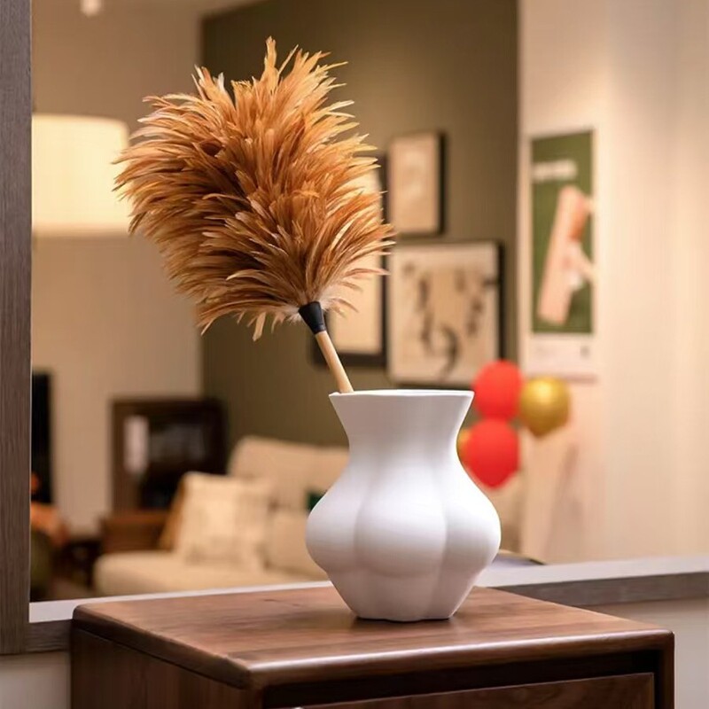 Handmade Feather Duster Household Cleaning Dust Cleaning Decorative Ornaments Thickened Old-fashioned Anti-static Duster for Car