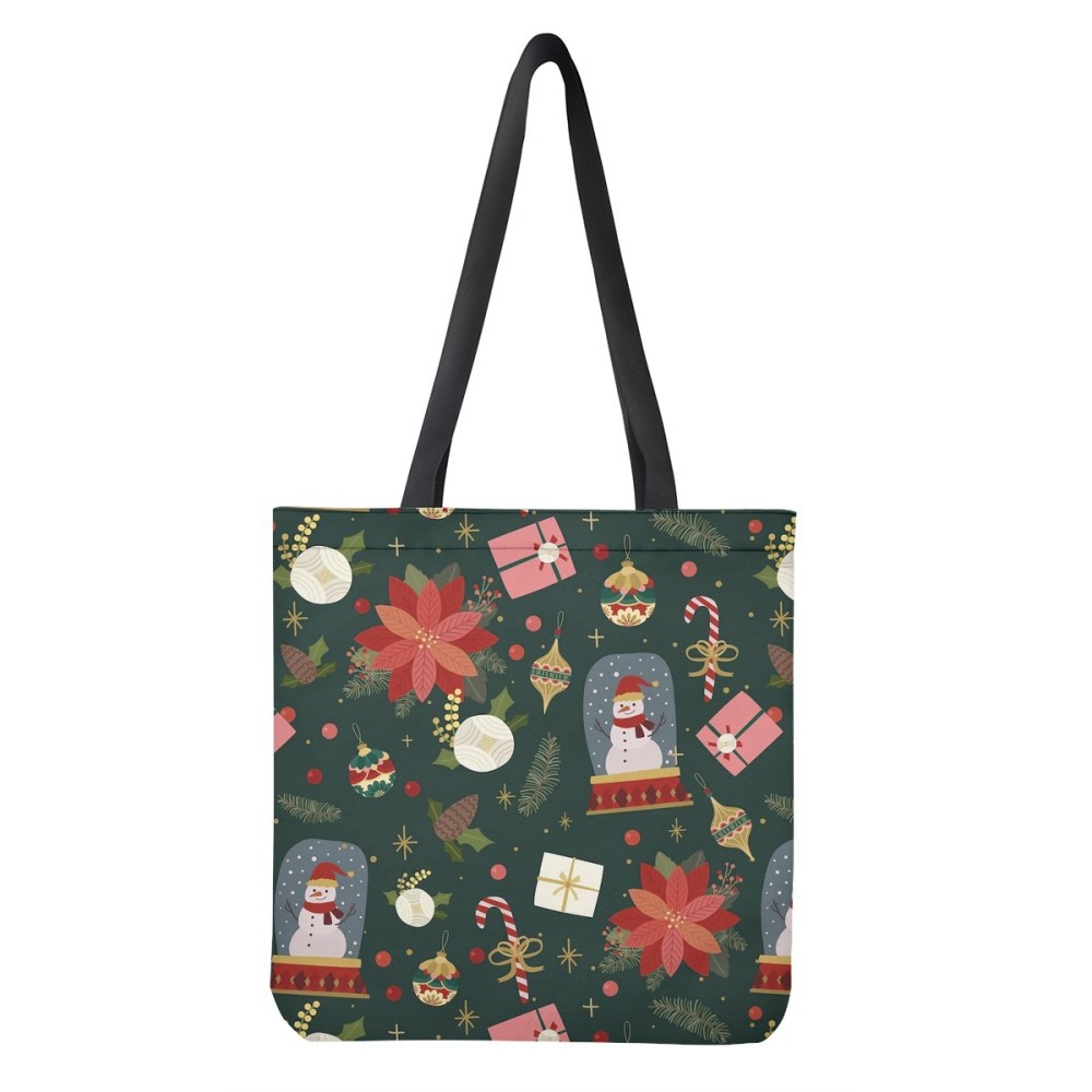 跨境货源圣诞节主题定 制双面印花女士购物袋大容量多功能斜跨包