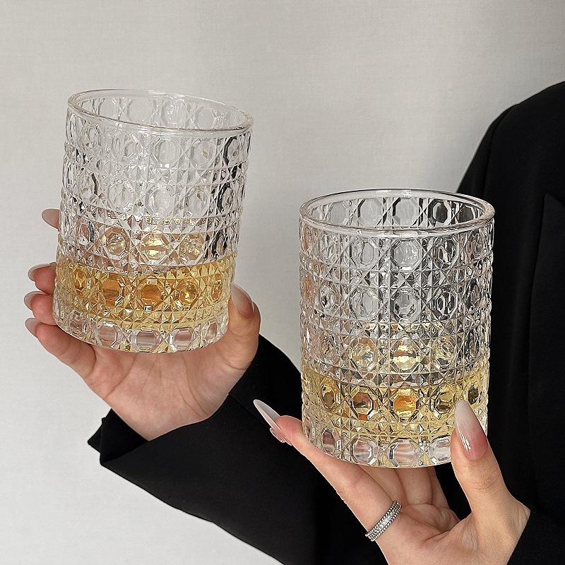 Taza de vidrio de piedra preciosa, taza de agua de alto valor facial, taza de agua potable, taza de café, taza de bebida de jugo de leche transparente