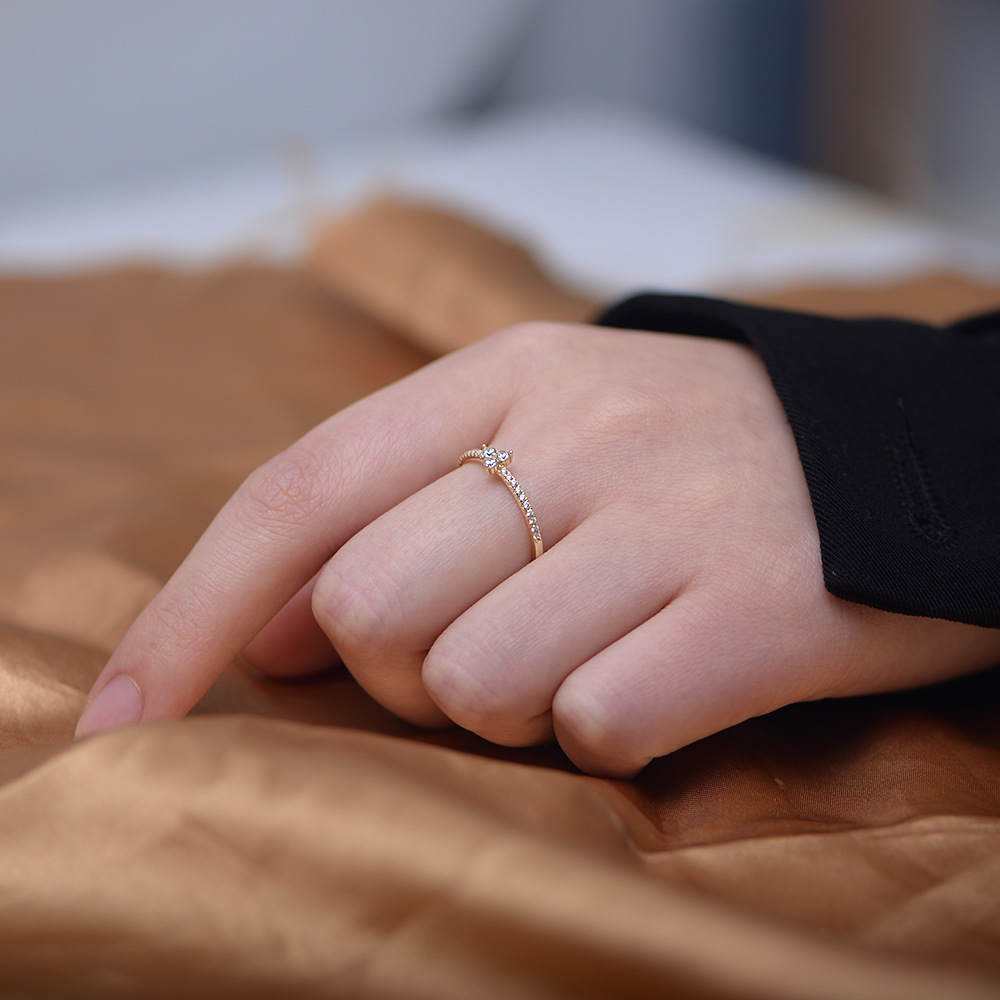 14K Real Gold Plated, Rhodium Plated Plating Material Zircon Inlay Material Rings Classification 925 Sterling Silver Zircon Round Rings