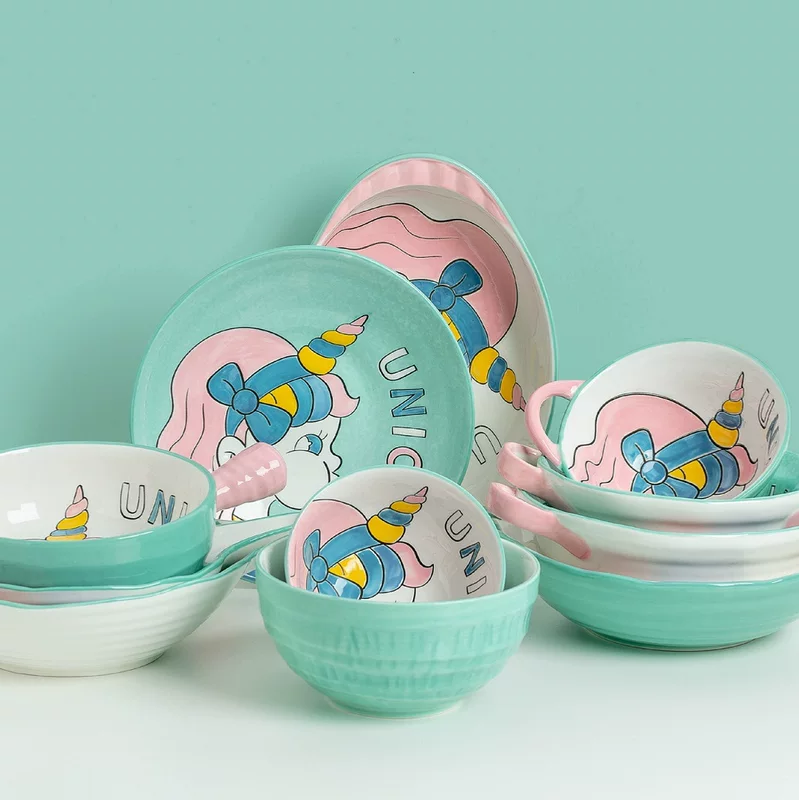 Creative cartoon tableware, ceramic set, soup bowl