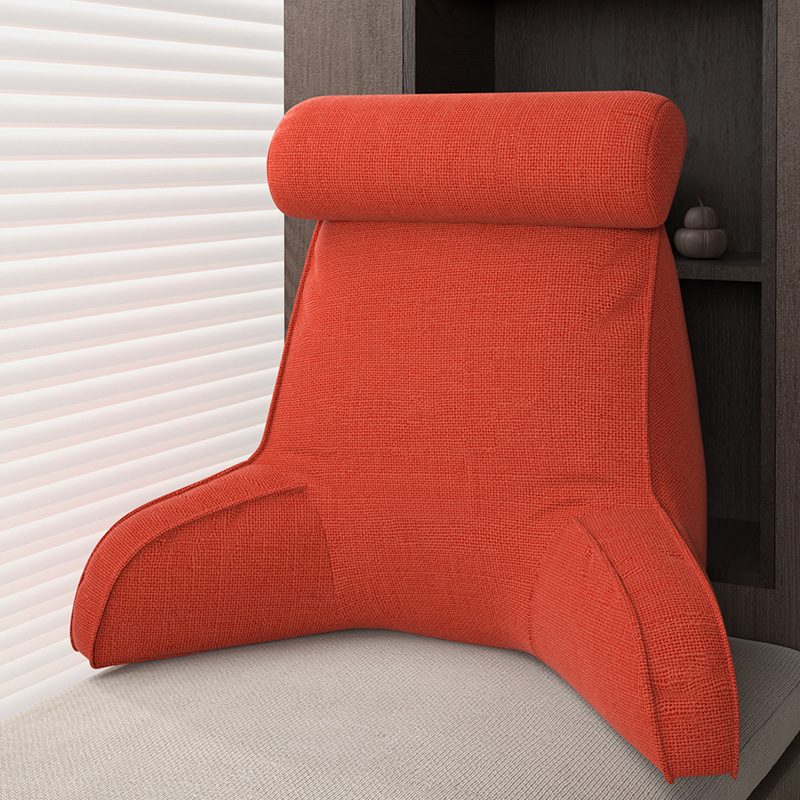 면과 린넨-허리베개-오렌지레드