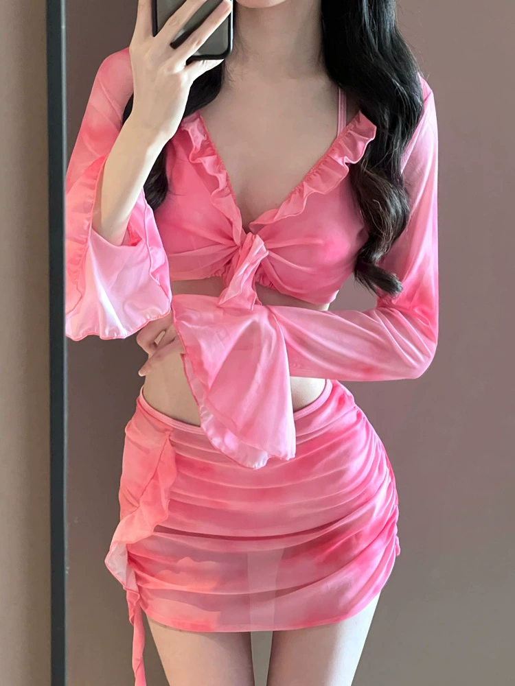 Плавки с длинным рукавом, купальник, комплект, sexy push up бюстгальтер, 4 предмета