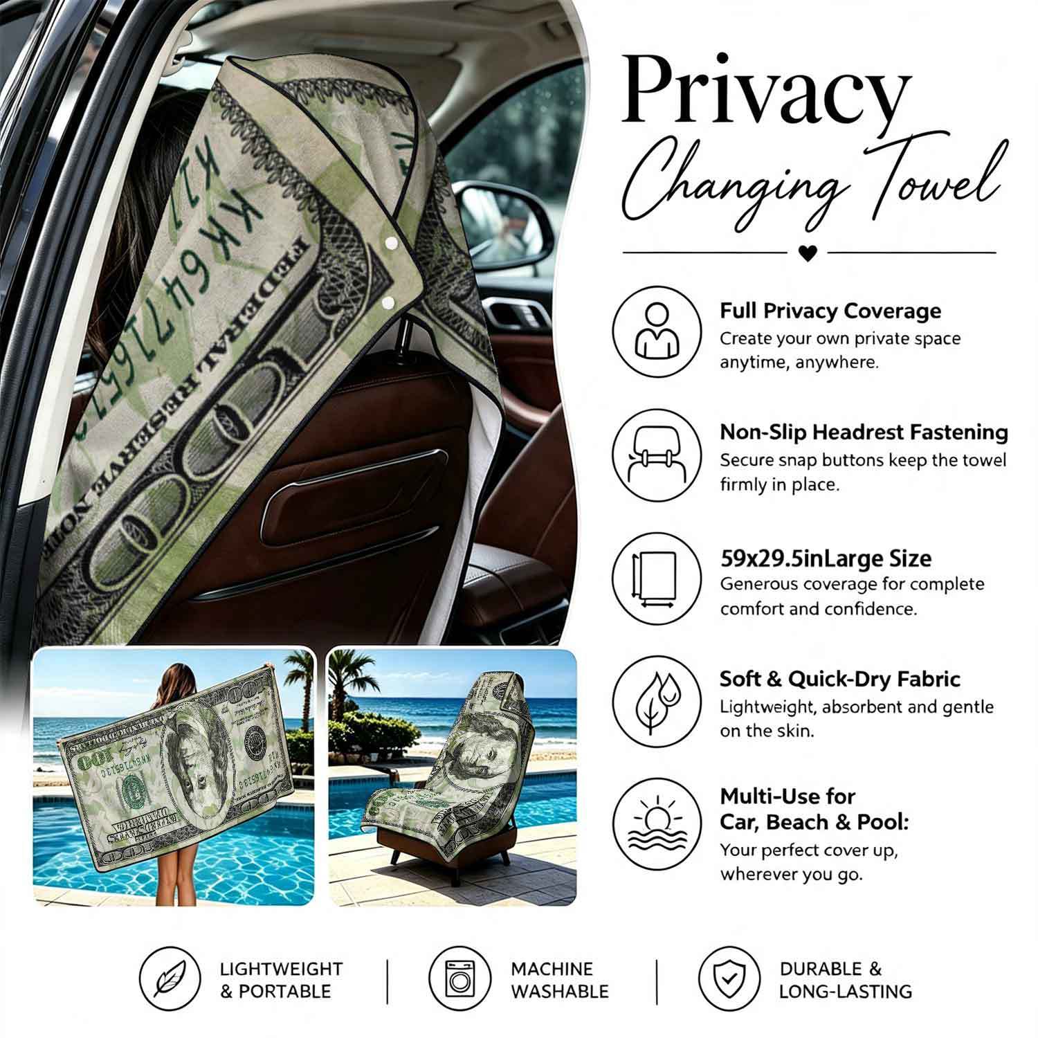 2-piece dual-use car seat cover, ultra-fine fiber, can be used as a beach towel, printed car protective seat cover 13