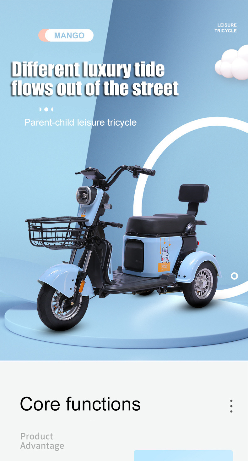 Heavy Load 600 kg Customizable Color Household Electric Tricycle