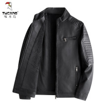 啄木鸟皮衣男2025新款春秋商务修身潮流帅气立领加绒皮夹克男士外