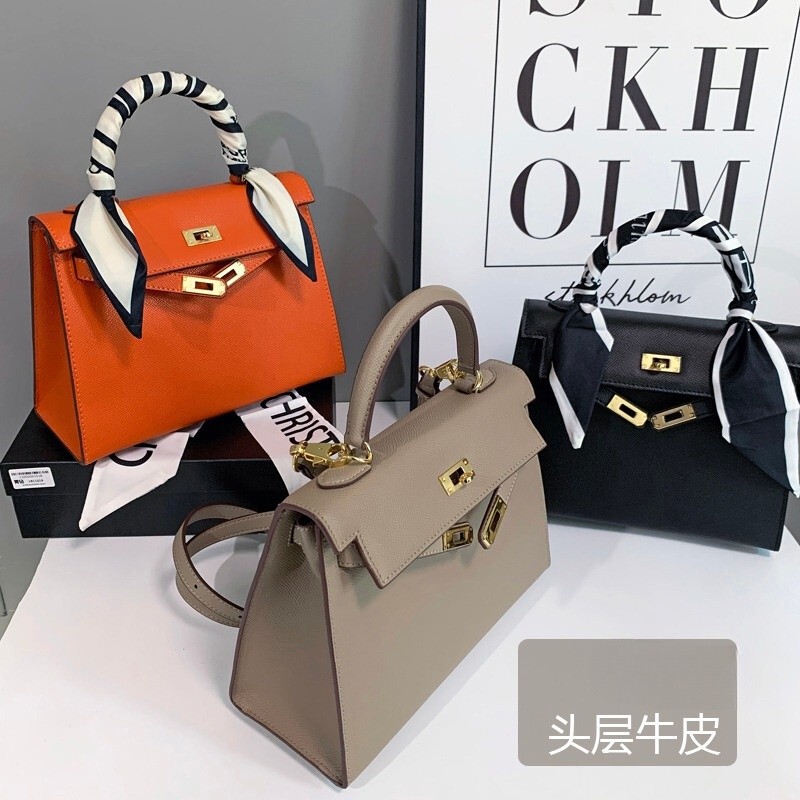 Kelly's First-Layer Cowhide Urban Simple Small Square Bag, Genuine Leather Cross-Body Lightweight Mobile Phone Bag with Lock Buckle for Women Kelly's First-Layer Cowhide Urban Simple Small Square Bag, Genuine Leather Cross-Body Lightweight Mobile Phone Bag with Lock Buckle for Women