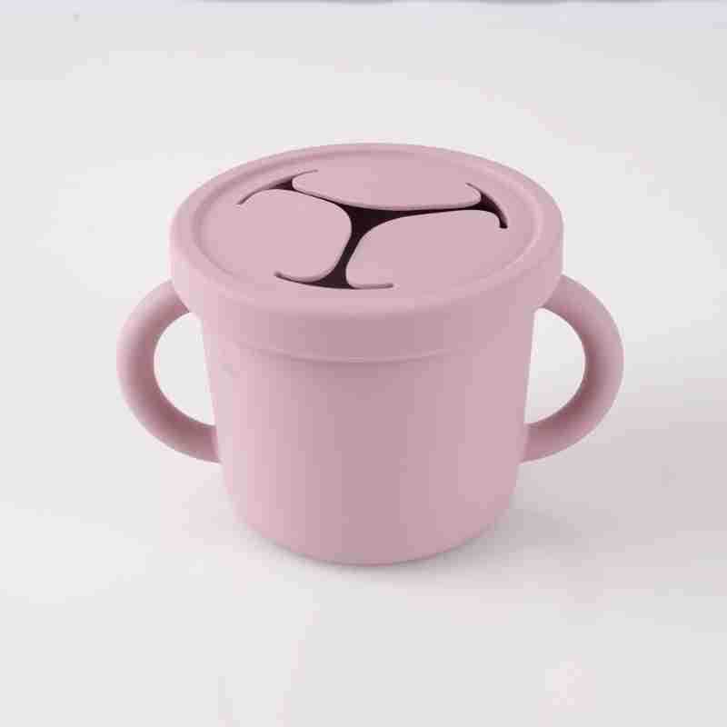 Amazon venta caliente taza para bebé taza de silicona para aprender a beber taza de bocadillos taza de pajita de aislamiento térmico para bebé taza de bocadillos a prueba de escaldaduras para bebé