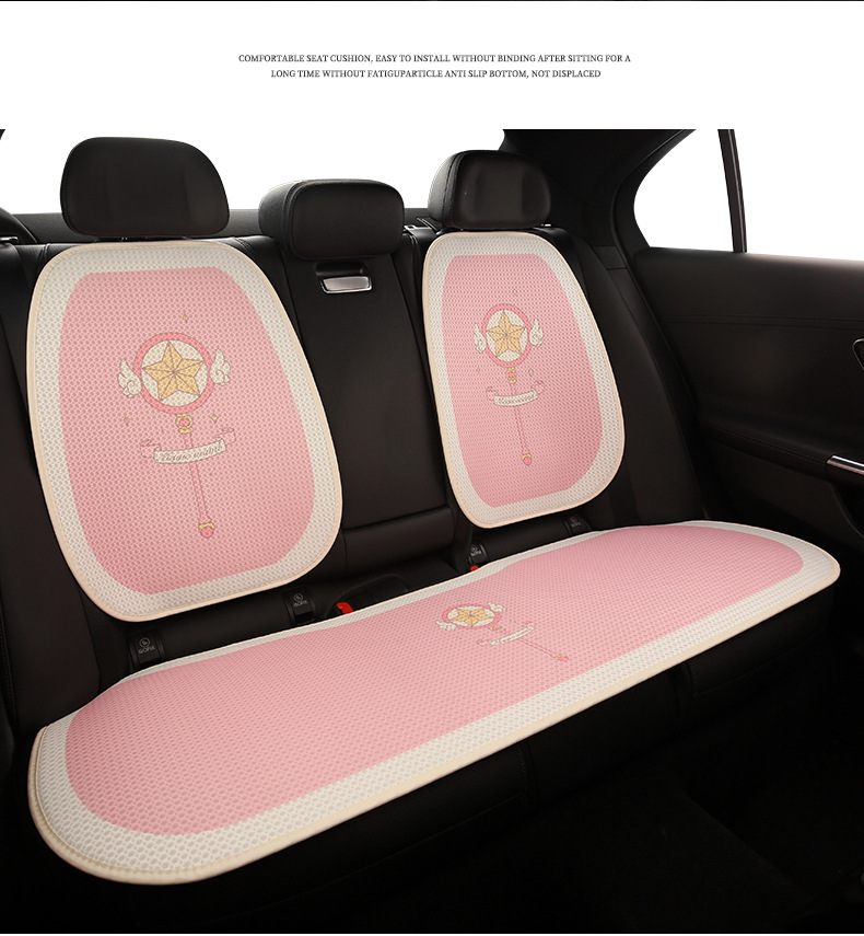 Pink Water Ice Moon Car Seat Cushion Four Seasons Neutral Cute Cartoon Seat Cover Half Pack Seat Cover Seat Cushion Single Piece Fabric