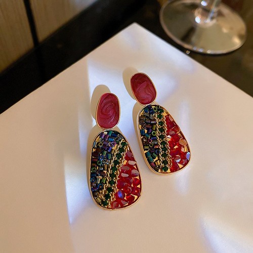 925 Silver Needle European and American Exaggerated Geometric Earrings Personalized Asymmetric Earrings Temperament High-end Earrings Wholesale for Women