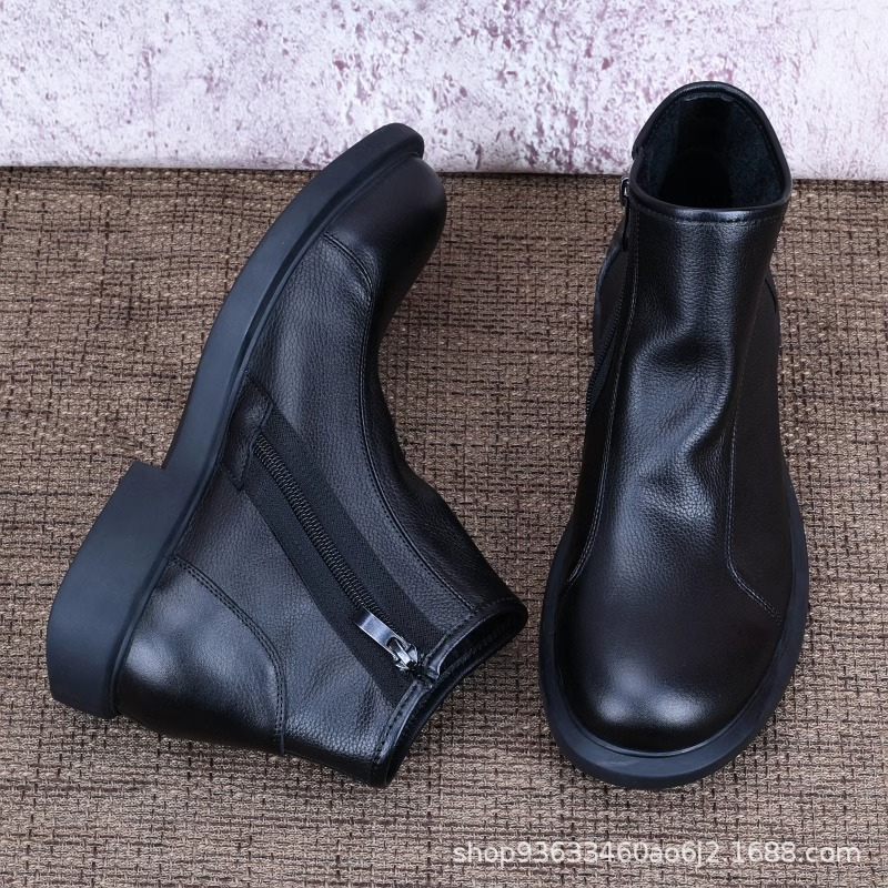 마틴 부츠 남자 유행 가죽 겨울 기모 영국 첼시 쇼트 부츠 탑 레이어 카우보이 남자 하이 탑 가죽 신발 남성 신발