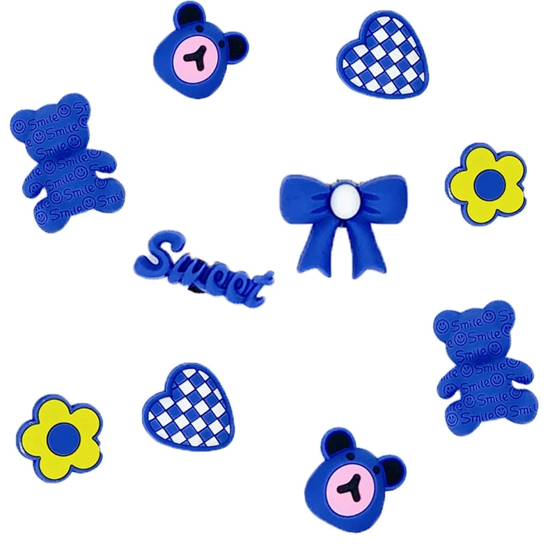 Кляйн синий трехмерный игрушечный медведь пещерная обувь обувь цветочная обувь аксессуары обувь DIY дикие пещерные туфли декоративная пряжка