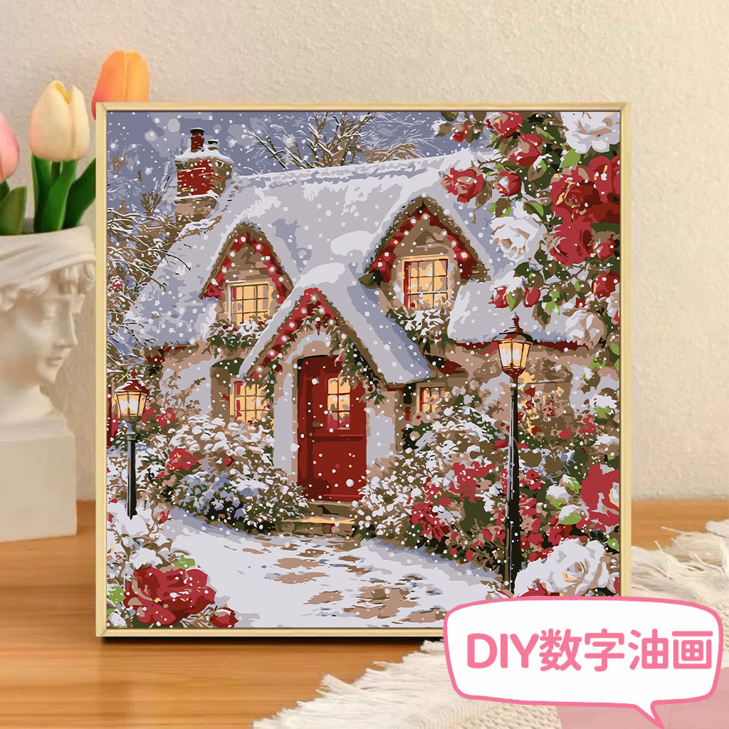 Navidad nueva pintura digital DIY pintada a mano pintura de color ambiente de decoración de vacaciones Santa Claus pintura decorativa