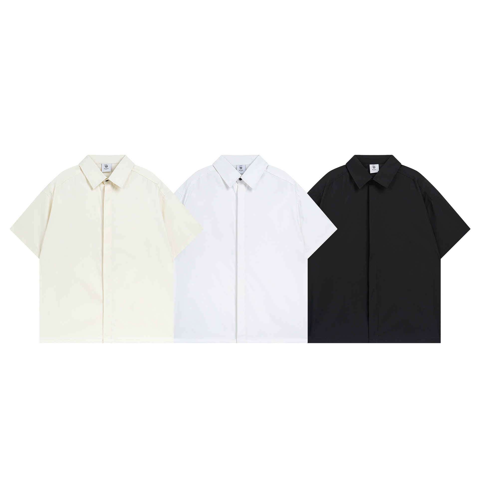 Cross-border Foreign Trade Trendy Brand High-end Hong Kong-style Simple and Handsome Short-sleeved Shirt Men's Loose Beach Shirt Women's