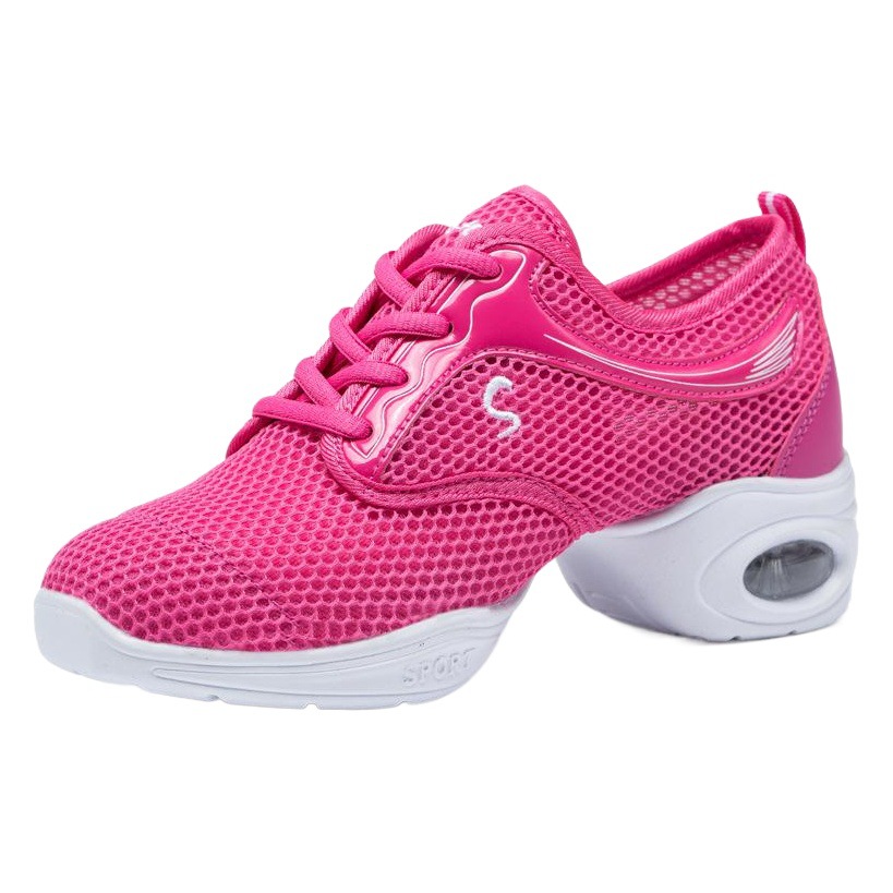 Dance Shoes for Women Spring and Summer New Style Square Dance Shoes Mesh Breathable White Soft Sole Mid-Heel Sneakers Dance Shoes