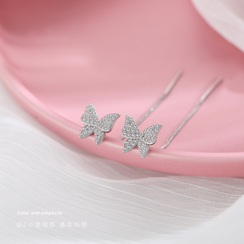 S925 plata esterlina mariposa orejas orejas para mujeres agujeros de orejas 2025 nuevos aretes de explosión de alta calidad pernos de orejas