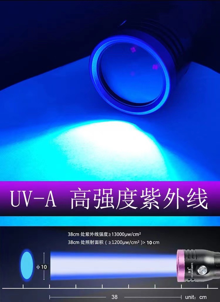 120W Uv Identification Flashlight for Tobacco, Alcohol, and Currency Verification, Specialized for Jade, Gemstones, Ceramics, Antiques, and Coin Identification, Uv Curing