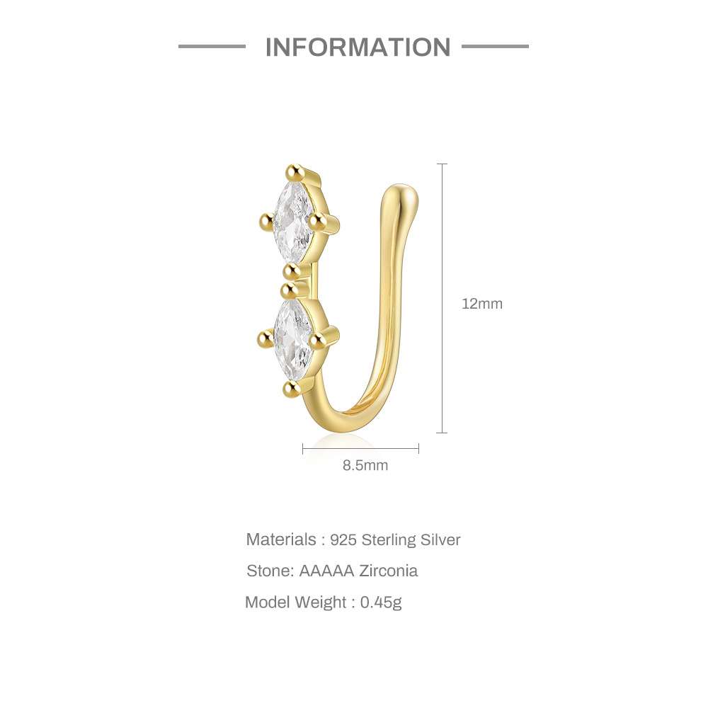2g Weight Nose Ring Classification 1 Piece Quantity Daily, Street Occasion 925 Sterling Silver Material Star, Moon Pattern Women's Gender Plating Design Simple Style Style 1 Piece Nose Rings & Studs Simple Style Star Moon 925 Sterling Silver Plating 1
